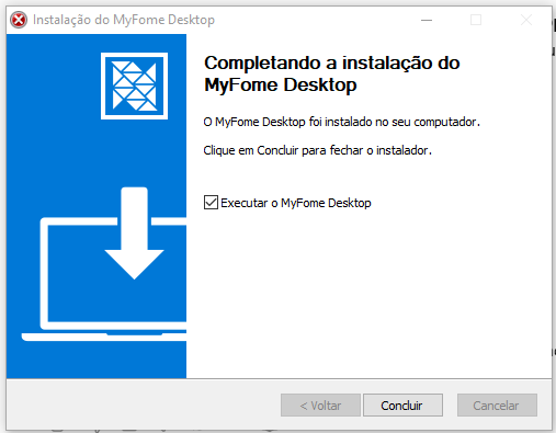 Instalação do MyFome concluída
